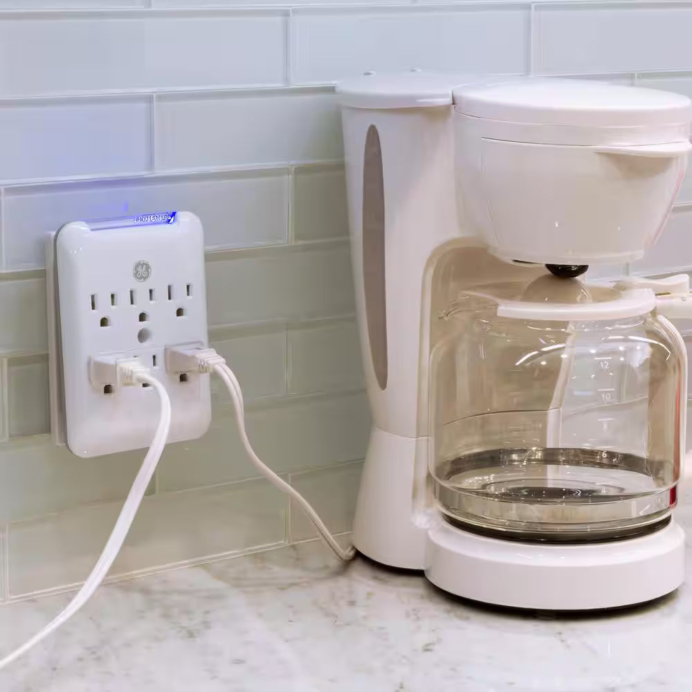 6-Outlet Pro Sur Protector Tap, White