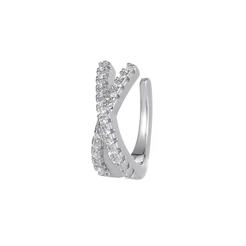 Korean Crystal Clip Earrings for Women Zircon Earing without Hole Jewelry Fake Earrings Single Ear Bone Clip Earings Ear Cuffs