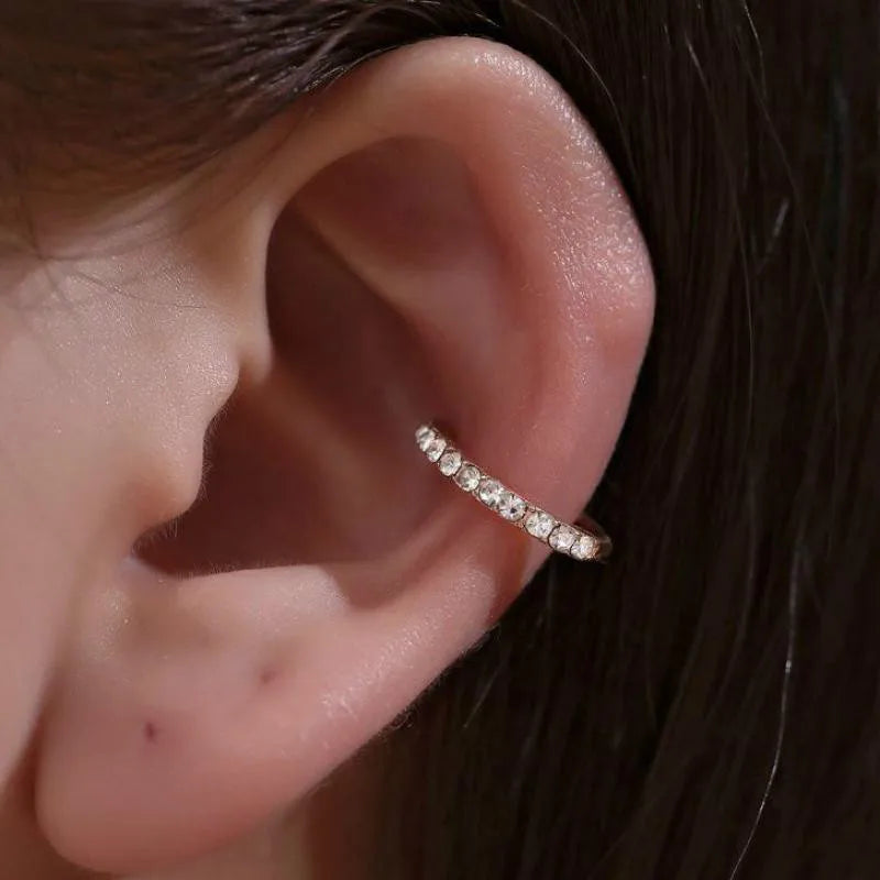 Korean Crystal Clip Earrings for Women Zircon Earing without Hole Jewelry Fake Earrings Single Ear Bone Clip Earings Ear Cuffs
