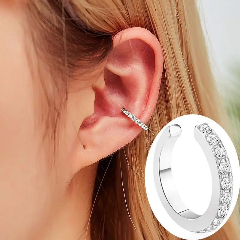 Korean Crystal Clip Earrings for Women Zircon Earing without Hole Jewelry Fake Earrings Single Ear Bone Clip Earings Ear Cuffs