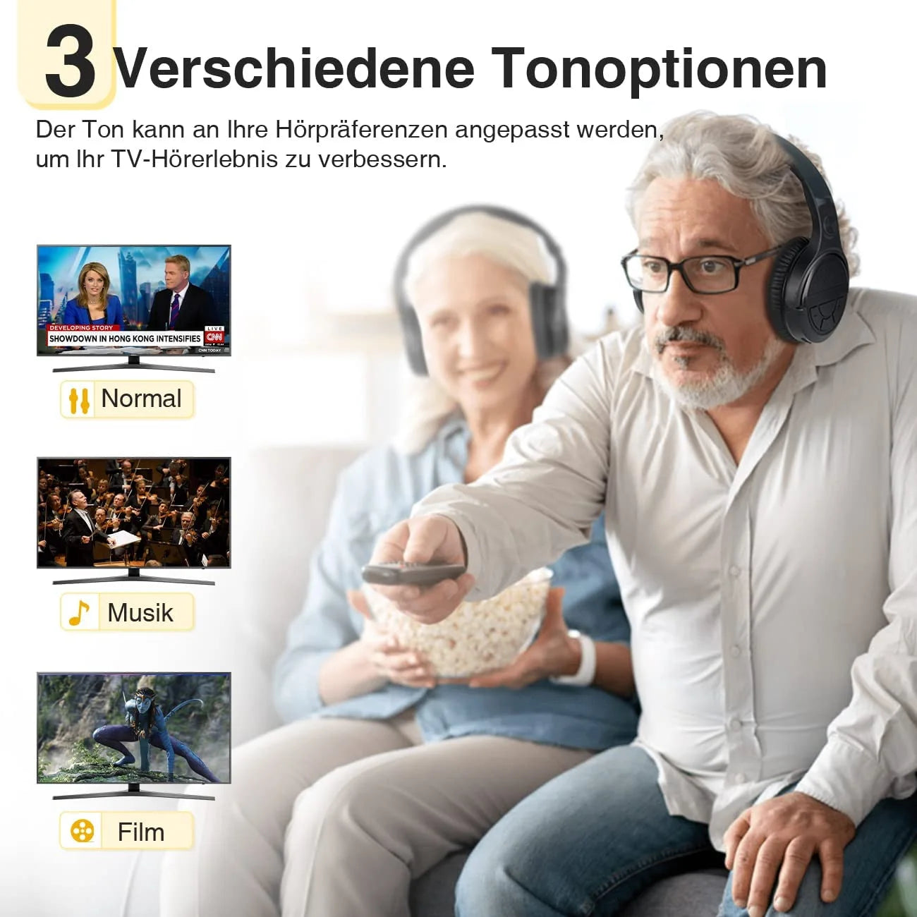 Wireless Headphones for TV, TV Headphones Wireless Over-Ear, Wireless Headphones with 2.4Ghz Digital Transmitter, No Delay, TV Wireless Headphones with Charging Station, Plug and Play