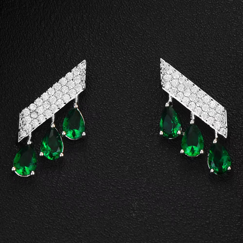 Korea Arabia Bangle Earring Set Jewelry Set for Women Wedding Trendy Cubic Zircon Crystal CZ Aretes De Mujer Modernos 2019