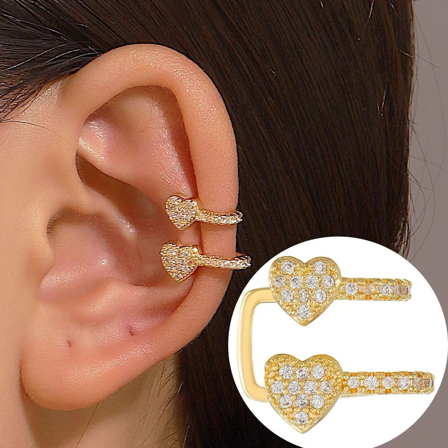 Korean Crystal Clip Earrings for Women Zircon Earing without Hole Jewelry Fake Earrings Single Ear Bone Clip Earings Ear Cuffs