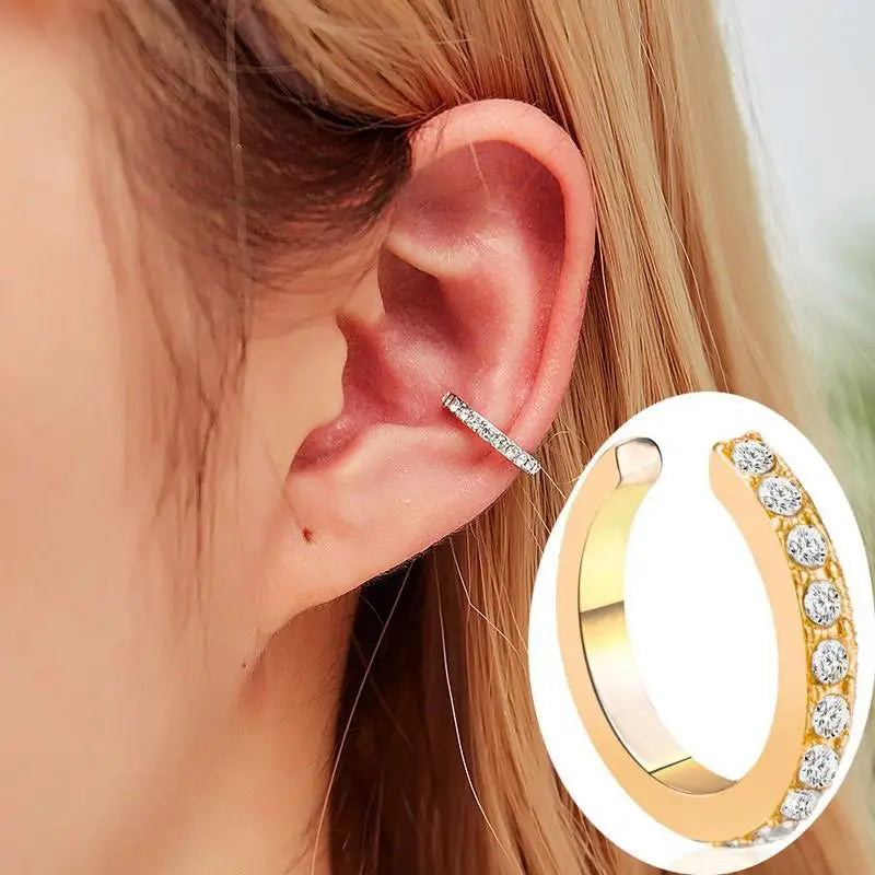 Korean Crystal Clip Earrings for Women Zircon Earing without Hole Jewelry Fake Earrings Single Ear Bone Clip Earings Ear Cuffs
