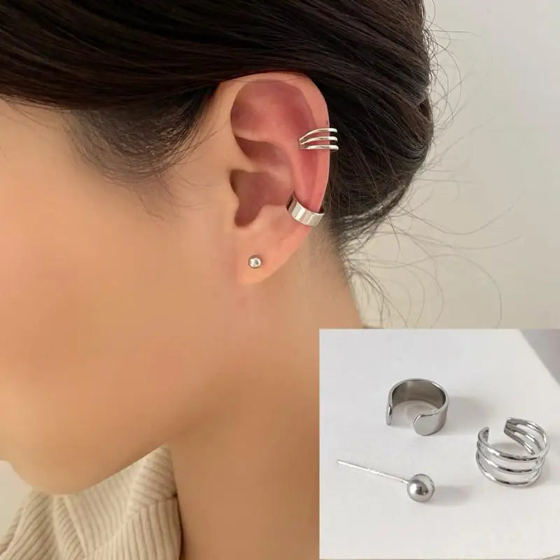 Korean Crystal Clip Earrings for Women Zircon Earing without Hole Jewelry Fake Earrings Single Ear Bone Clip Earings Ear Cuffs