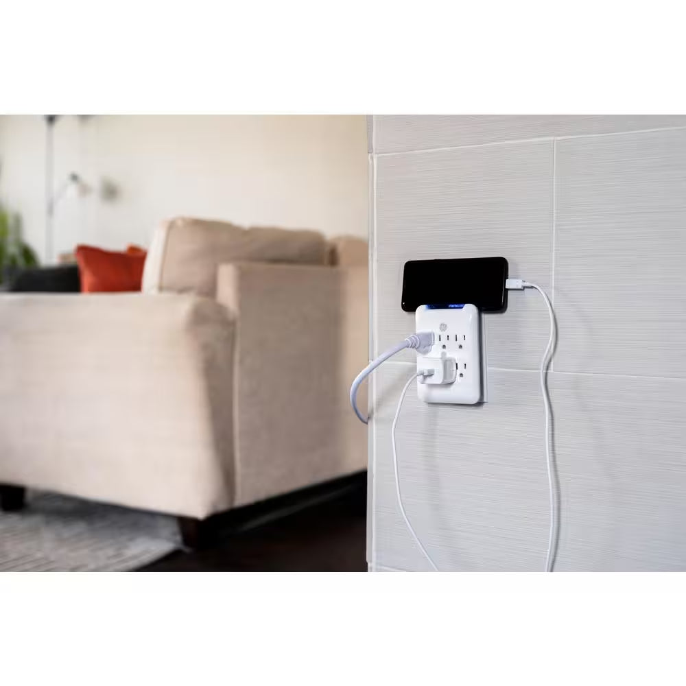 6-Outlet Pro Sur Protector Tap, White