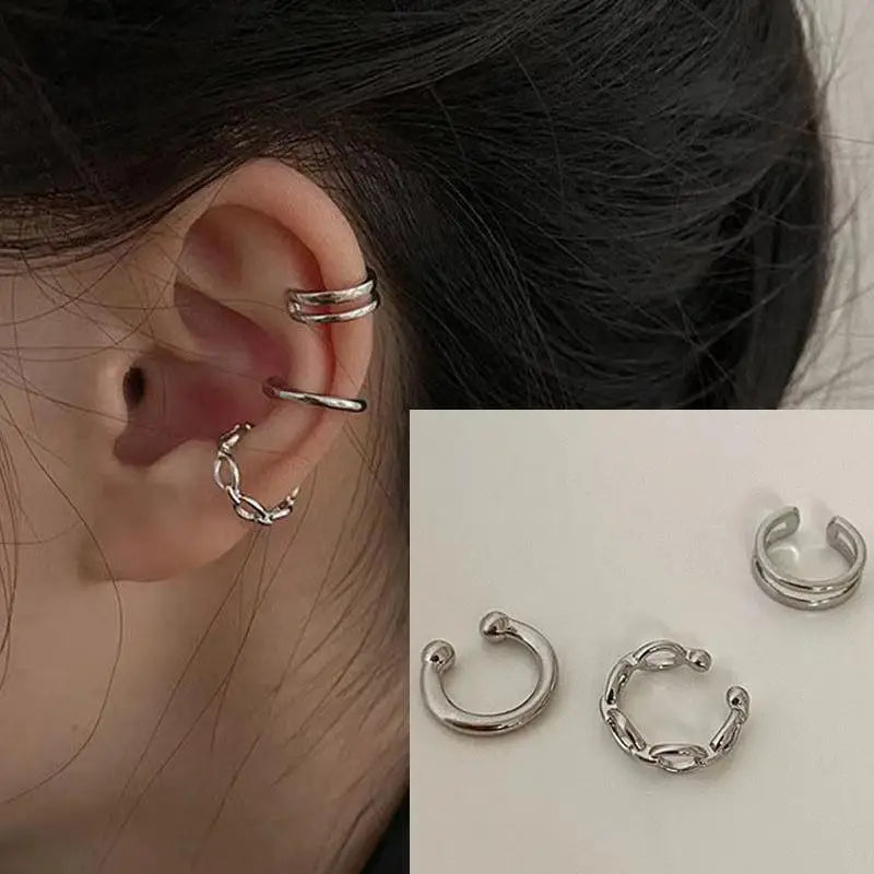 Korean Crystal Clip Earrings for Women Zircon Earing without Hole Jewelry Fake Earrings Single Ear Bone Clip Earings Ear Cuffs