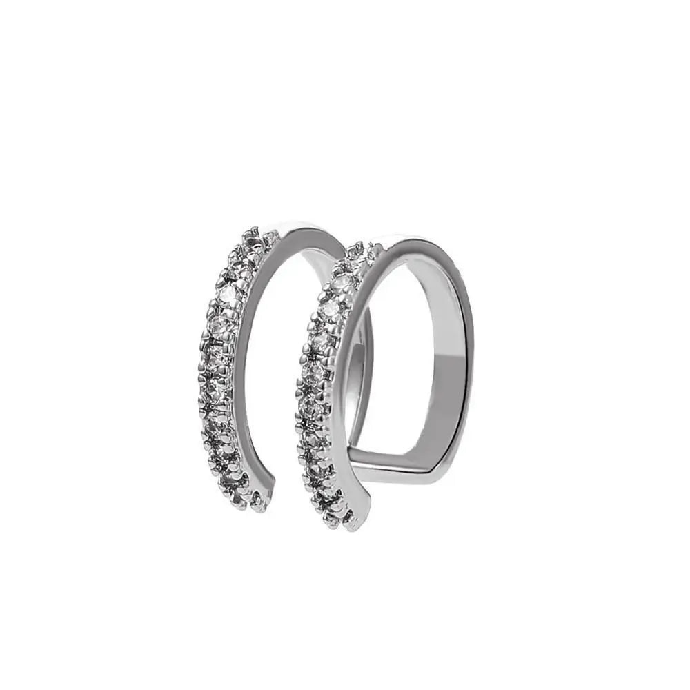 Korean Crystal Clip Earrings for Women Zircon Earing without Hole Jewelry Fake Earrings Single Ear Bone Clip Earings Ear Cuffs