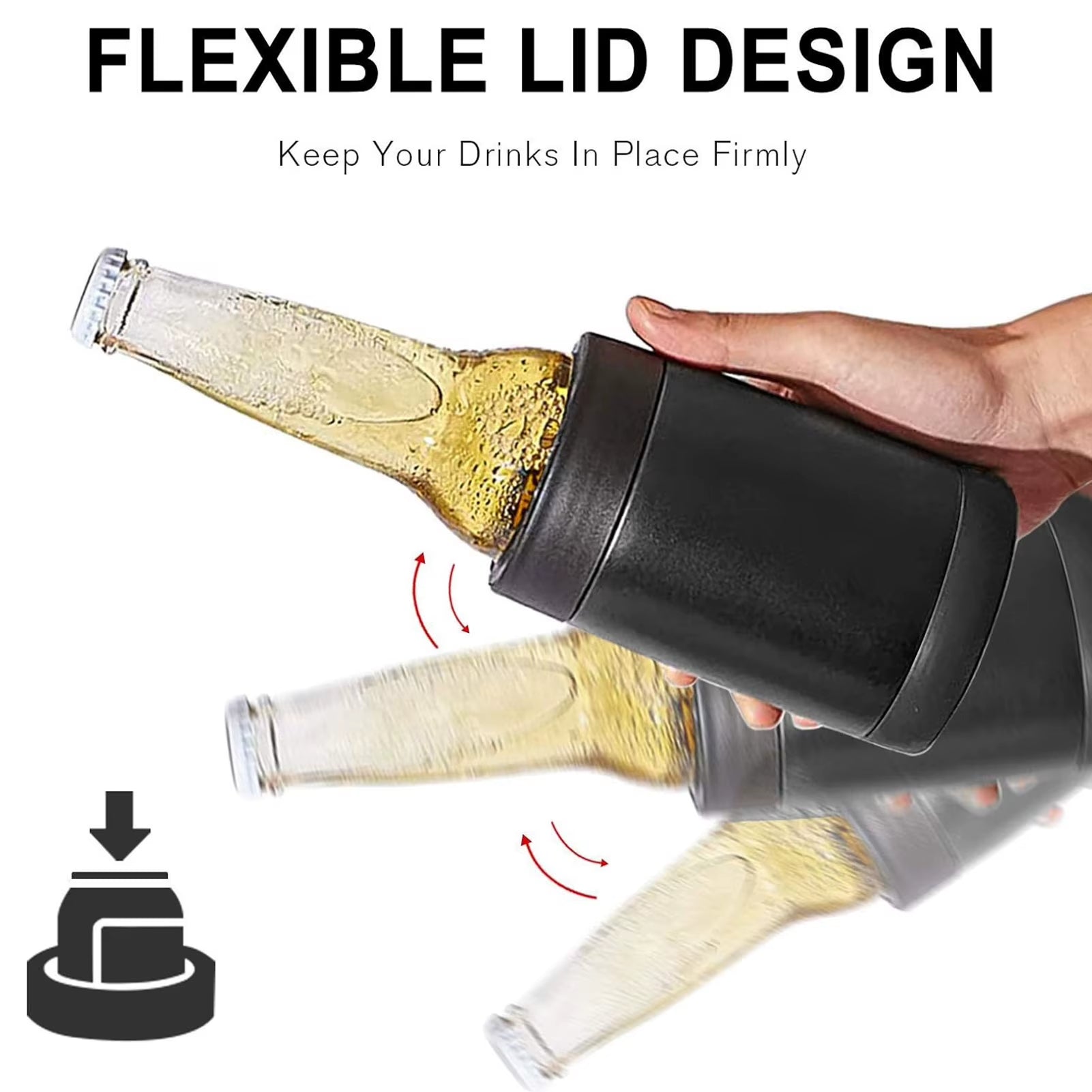 Stainless Steel Beer Drink Can Bottle Holder with Opener 3 in 1 Beer Double Wall Vacuum Insulated Bottle for Beer Can Cooler Bar