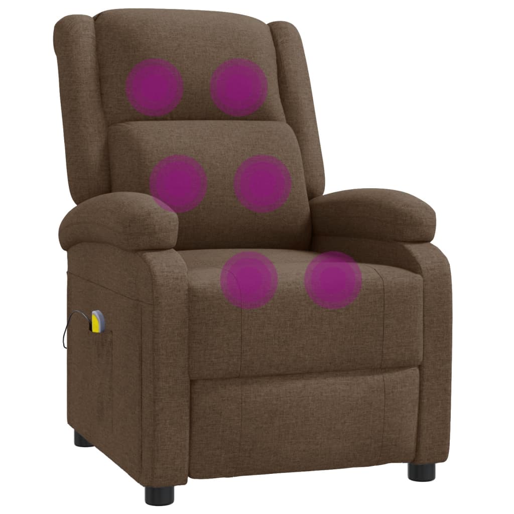 vidaXL Massage Chair Brown Fabric