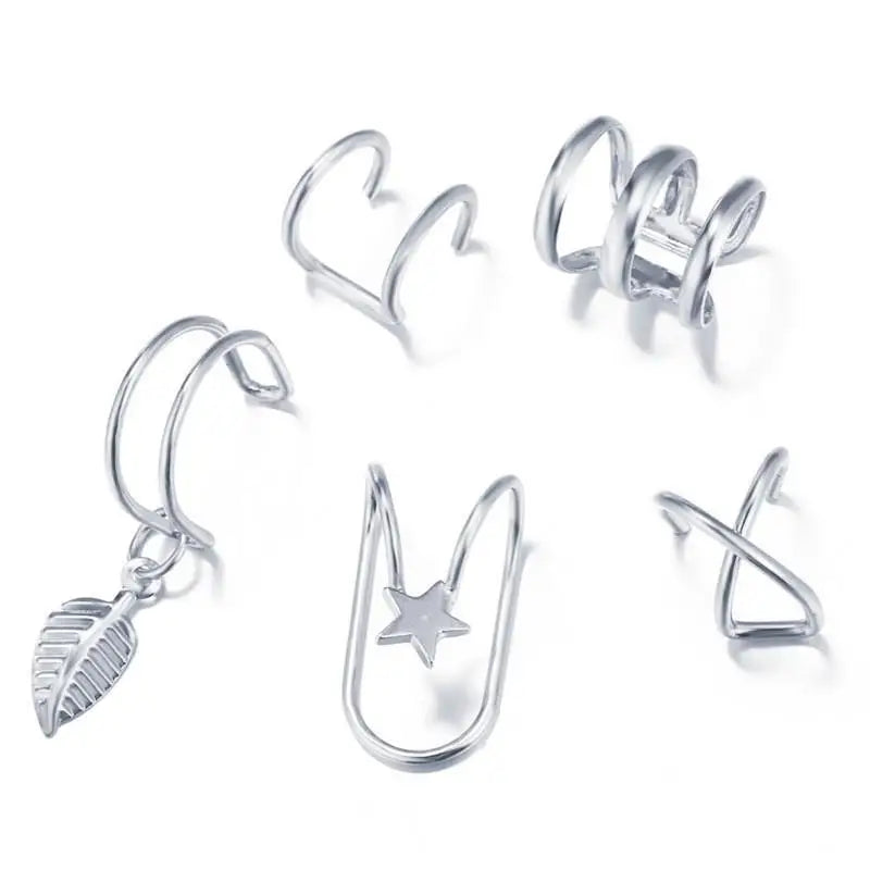 Korean Crystal Clip Earrings for Women Zircon Earing without Hole Jewelry Fake Earrings Single Ear Bone Clip Earings Ear Cuffs