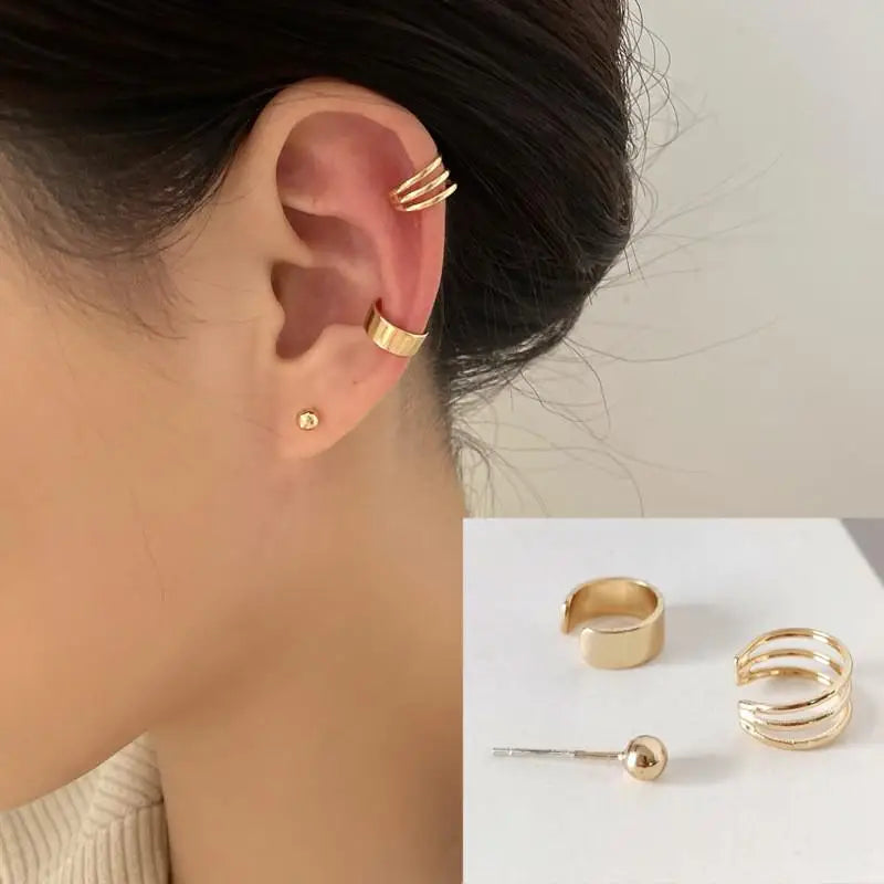 Korean Crystal Clip Earrings for Women Zircon Earing without Hole Jewelry Fake Earrings Single Ear Bone Clip Earings Ear Cuffs