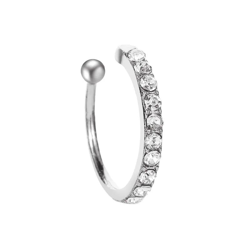 Korean Crystal Clip Earrings for Women Zircon Earing without Hole Jewelry Fake Earrings Single Ear Bone Clip Earings Ear Cuffs