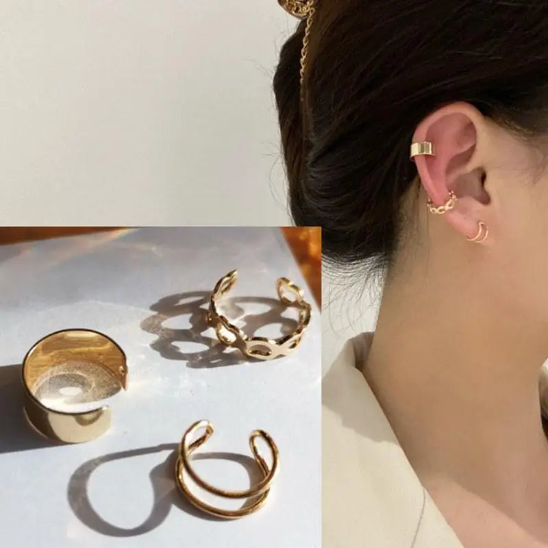 Korean Crystal Clip Earrings for Women Zircon Earing without Hole Jewelry Fake Earrings Single Ear Bone Clip Earings Ear Cuffs
