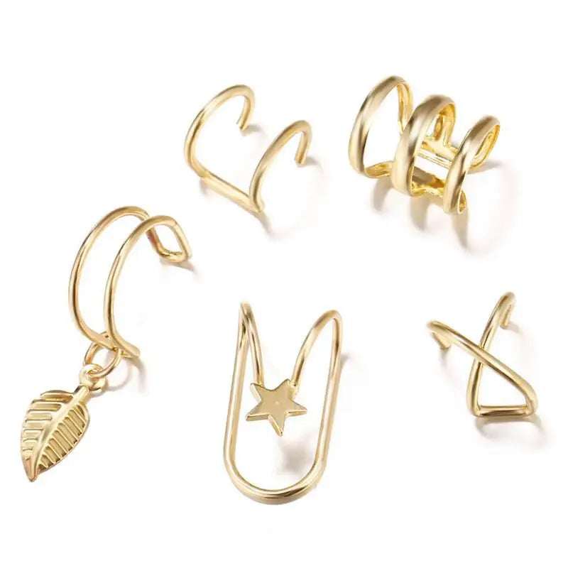 Korean Crystal Clip Earrings for Women Zircon Earing without Hole Jewelry Fake Earrings Single Ear Bone Clip Earings Ear Cuffs