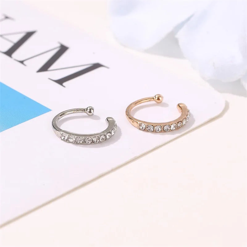 Korean Crystal Clip Earrings for Women Zircon Earing without Hole Jewelry Fake Earrings Single Ear Bone Clip Earings Ear Cuffs