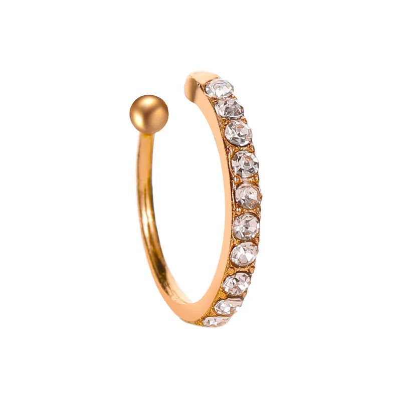 Korean Crystal Clip Earrings for Women Zircon Earing without Hole Jewelry Fake Earrings Single Ear Bone Clip Earings Ear Cuffs