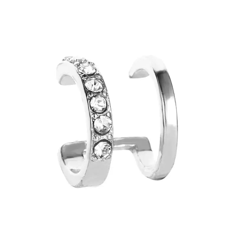 Korean Crystal Clip Earrings for Women Zircon Earing without Hole Jewelry Fake Earrings Single Ear Bone Clip Earings Ear Cuffs