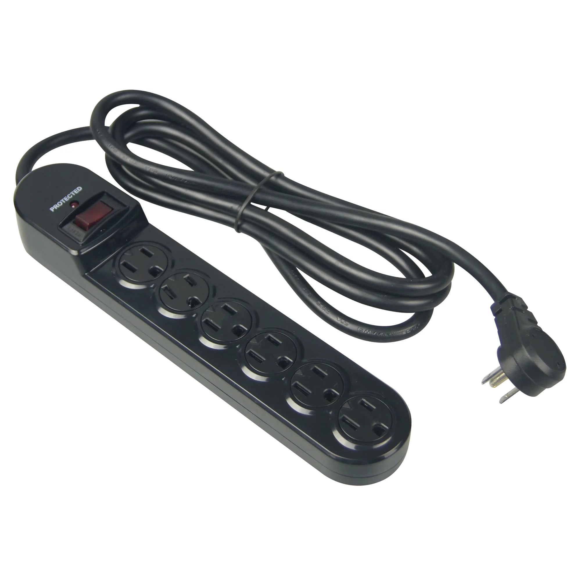 (4 Pack)  6-Outlet Surge Protector with 900-Joule Protection with 6 Feet Power Cord, Glossy Black