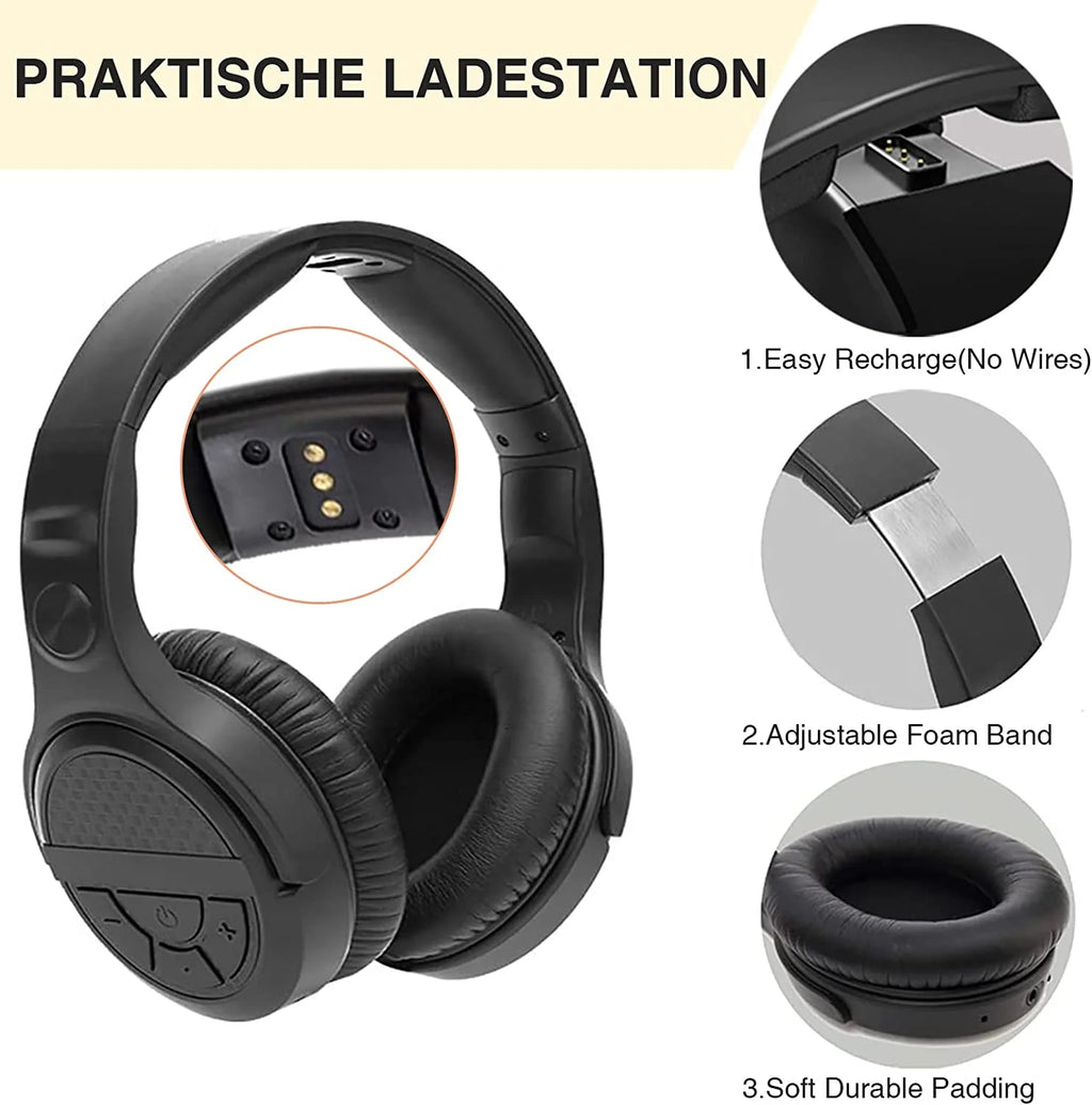 Wireless Headphones for TV, TV Headphones Wireless Over-Ear, Wireless Headphones with 2.4Ghz Digital Transmitter, No Delay, TV Wireless Headphones with Charging Station, Plug and Play