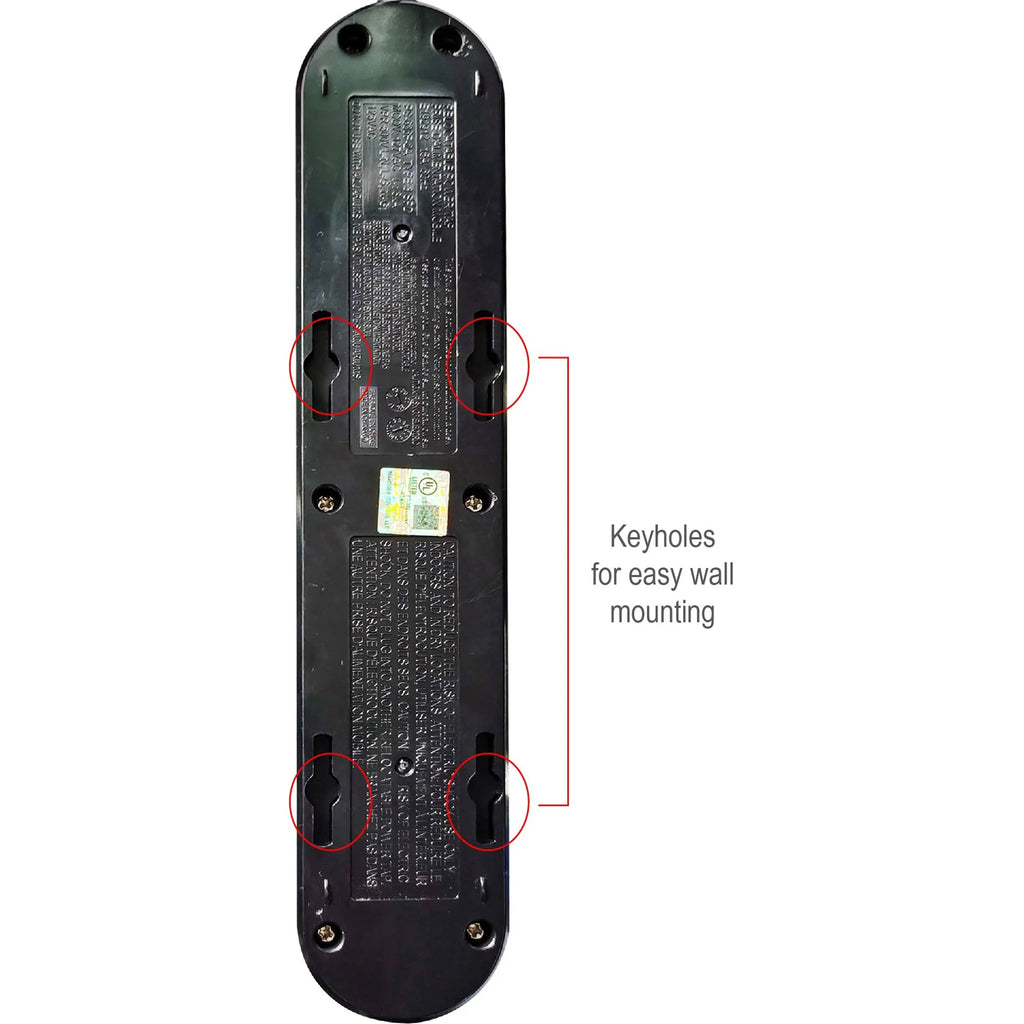 6-Outlet Surge Protector with 900-Joule Protection with 6 Feet Power Cord, Glossy Black